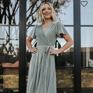 Baltic Born Andi Ribbed Velvet WrapDress in Dusty Sage Small